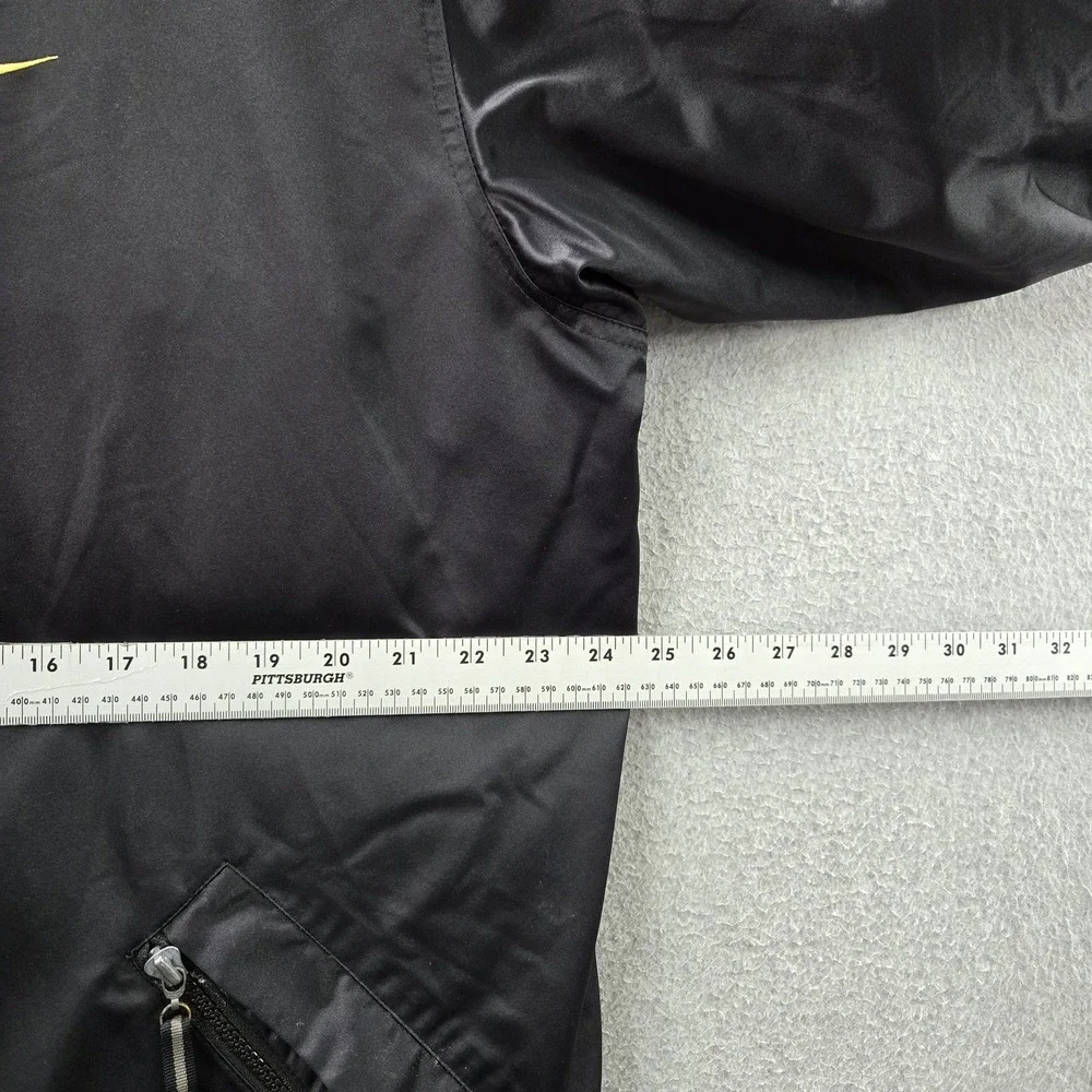 VINTAGE Nike Women Jacket XL Black Nylon Rain Coat Longline Hooded Y2K READ